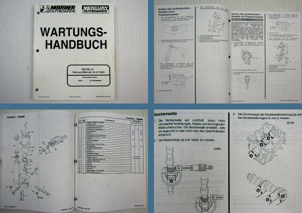 Mariner Mercury 25 PS 4Takt Bootsmotor Werkstatthandbuch Wartungshandbuch