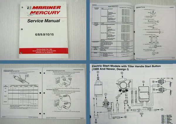 Mariner Mercury 6 8 9.9 10 15 Engine Service Manual starting model year 1986