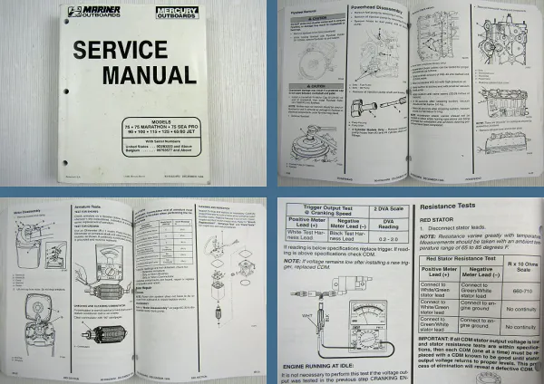 Mariner Mercury 75 Sea Pro Marathon 90 100 115 125 65 / 80 Jet Service Manual