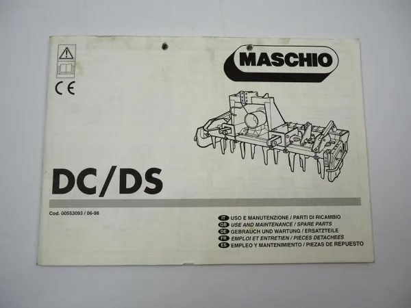 Maschio DC DS Krümler Betriebsanleitung Ersatzteilliste 1998