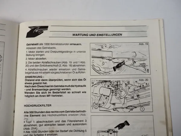 Massey Ferguson 3050 3060 3065 3065S 3075 3085 3095 Betriebsanleitung 1993
