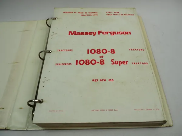 Massey Ferguson MF 1080-8 Super Traktor Tracteur Ersatzteilliste Parts List 1974