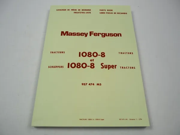 Massey Ferguson MF 1080-8 und Super Traktor Ersatzteilliste Parts Book 1974