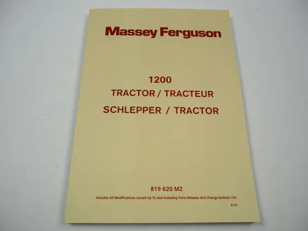 Massey Ferguson MF 1200 Knicklenker Traktor Ersatzteilliste Parts List 1974
