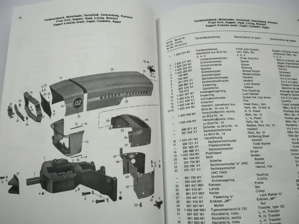 Massey Ferguson MF 132 132A Schmalspur Traktor Ersatzteilliste 1974 Ersatzteilkatalog