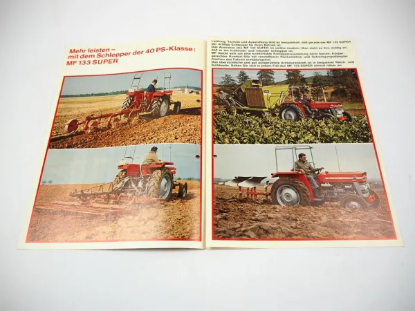 Massey Ferguson MF 133 Super Traktor 40 PS Prospekt mit 6 Seiten von 1973