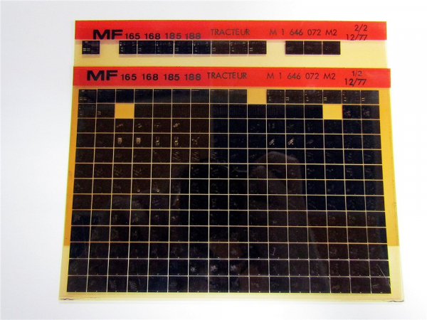 Massey Ferguson MF 165 168 185 188 Schlepper Ersatzteilliste Microfiche 1977