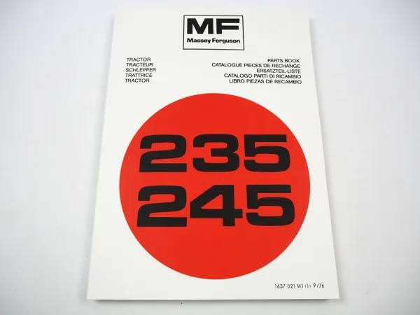 Massey Ferguson MF 235 245 Traktor Ersatzteilliste Parts List 1976 Pieces de Rechange