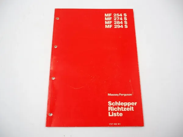 Massey Ferguson MF 254 274 284 294 S Schlepper Richtzeiten Reparatur