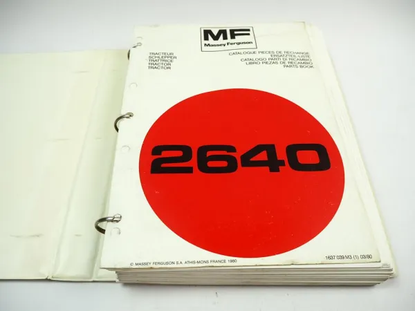 Massey Ferguson MF 2640 Traktor Tracteur Ersatzteilliste Parts List 1980
