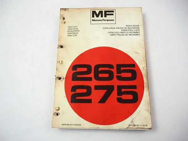 Massey Ferguson MF 265 275 Traktor Schlepper Ersatzteilliste Parts List 1976