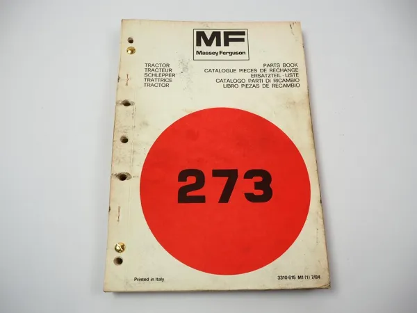 Massey Ferguson MF 273 Traktor Schlepper Ersatzteilliste Spare Parts List 1984