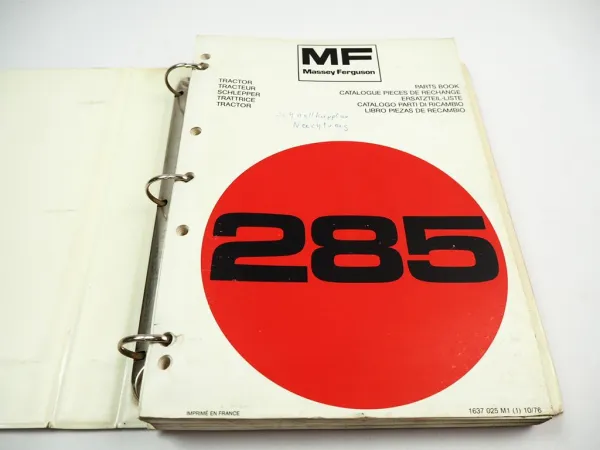 Massey Ferguson MF 285 Traktor Tracteur Ersatzteilliste Parts List 1976