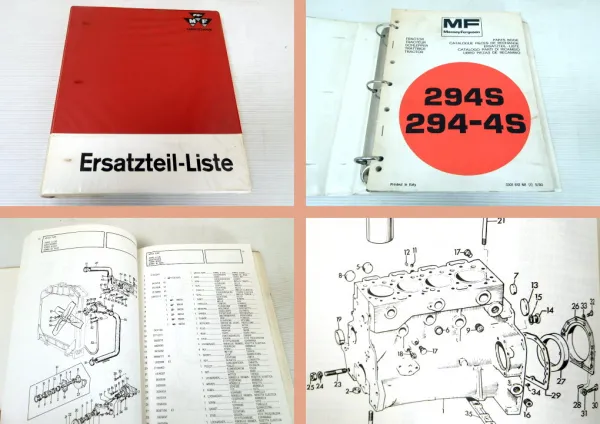 Massey Ferguson MF 294S 294-4S Schlepper Ersatzteilliste Ersatzteilkatalog 1980