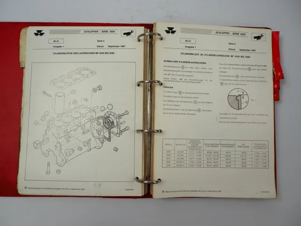 Massey Ferguson MF 3000er Baureihe Werkstatthandbuch Reparaturanleitung 1987