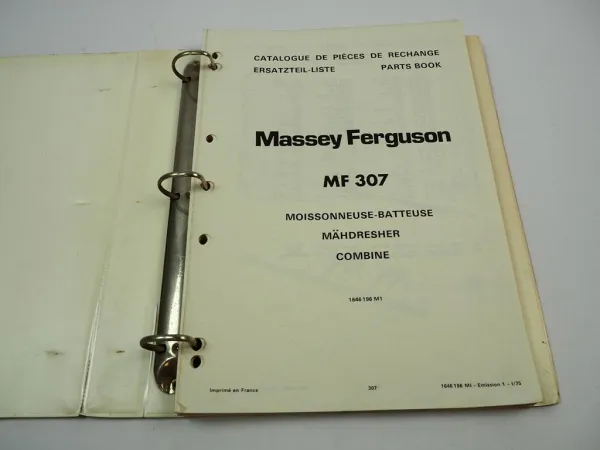 Massey Ferguson MF 307 Mähdrescher Combine Ersatzteilliste Parts List 1975 / 77