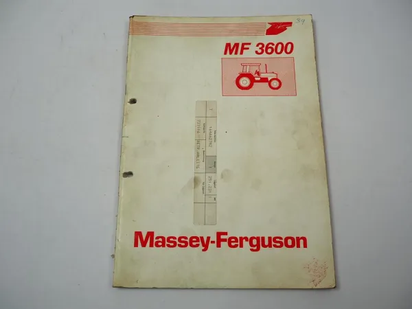 Massey Ferguson MF 3610 3630 3650 Schlepper Betriebsanleitung 1987