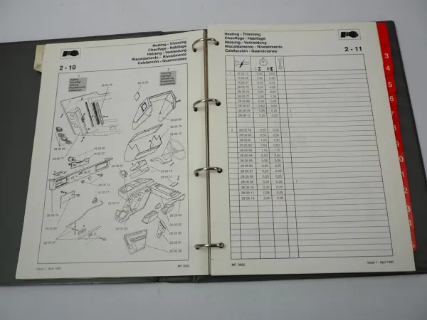 Massey Ferguson MF 3610 - 3690 Richtzeitenliste Werkstattbuch 1993/95