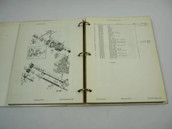 Massey Ferguson MF 510 Mähdrescher Ersatzteilliste 1968/69