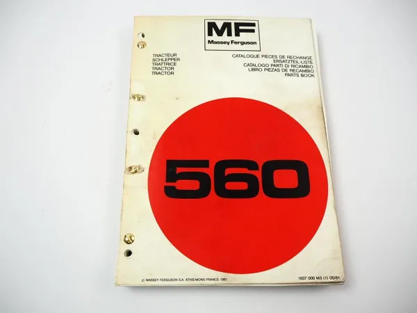 Massey Ferguson MF 560 Traktor Schlepper Ersatzteilliste Spare Parts List 1981
