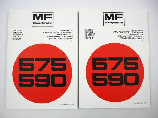 Massey Ferguson MF 575 590 Traktor Ersatzteilliste Parts List 1975/78 Pieces de Rechange