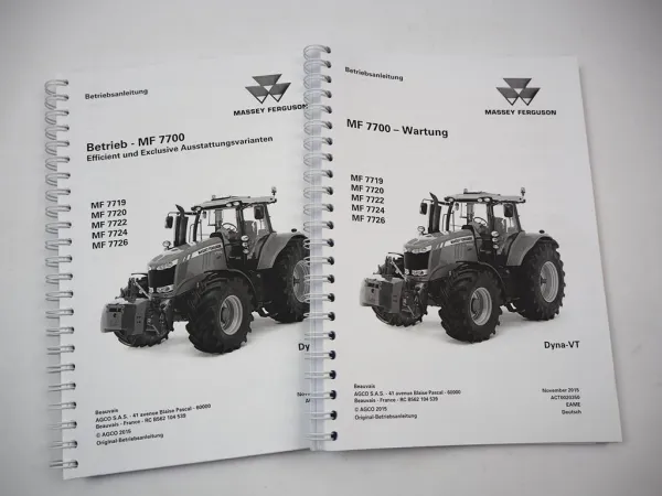 Massey Ferguson MF 7719 7720 7722 7724 7726 Schlepper Betriebsanleitung Wartung
