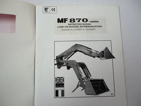 Massey Ferguson MF 871 872 873 874 875 876 877 Lader Betriebsanleitung 1997