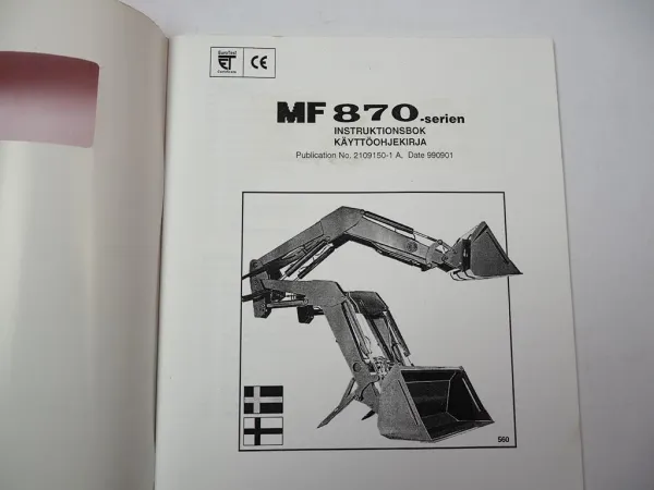 Massey Ferguson MF 871 872 873 874 875 876 877 Loader Instruktionsbok 1997