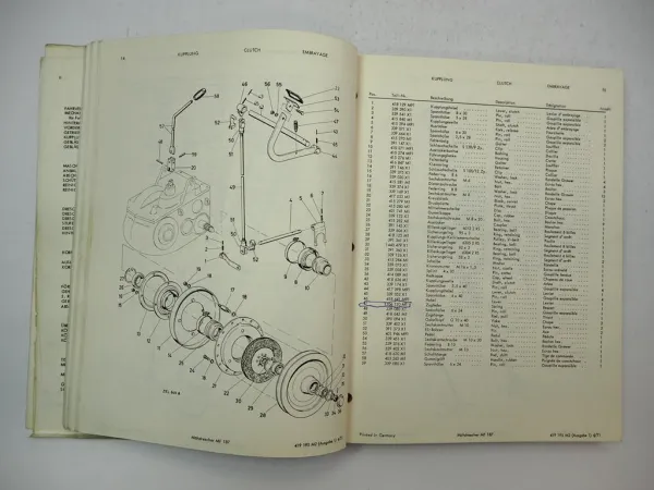 Massey Ferguson MF187 Mähdrescher Betriebsanleitung Ersatzteilliste 1971