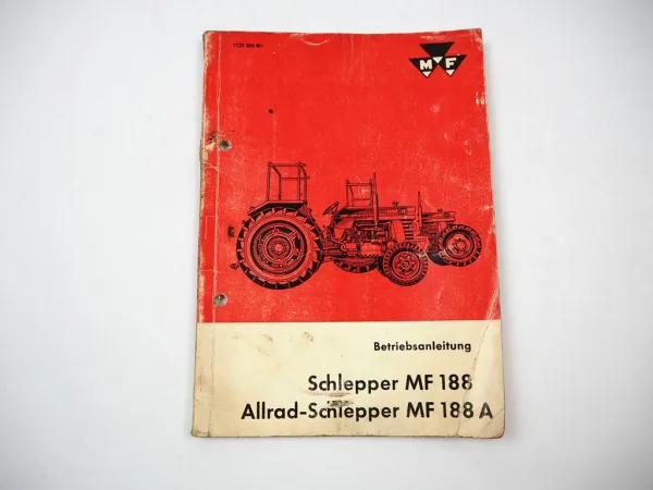 Massey Ferguson MF188 MF188 A Schlepper Betriebsanleitung Bedienung 1972