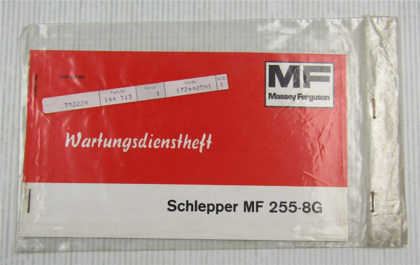 Massey Ferguson MF255-8G Schlepper Wartungsdienstheft Wartungsheft Scheckheft