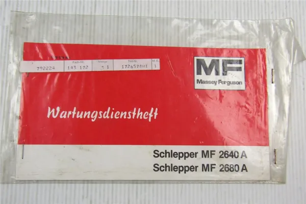 Massey Ferguson MF2640A MF2680A Wartungsdienstheft Wartungsheft Scheckheft