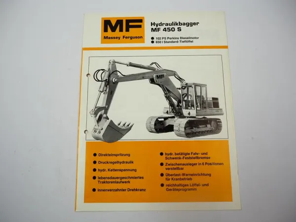 Massey Ferguson MF450S Hydraulikbagger 102 PS Prospekt 1970/80er Jahre