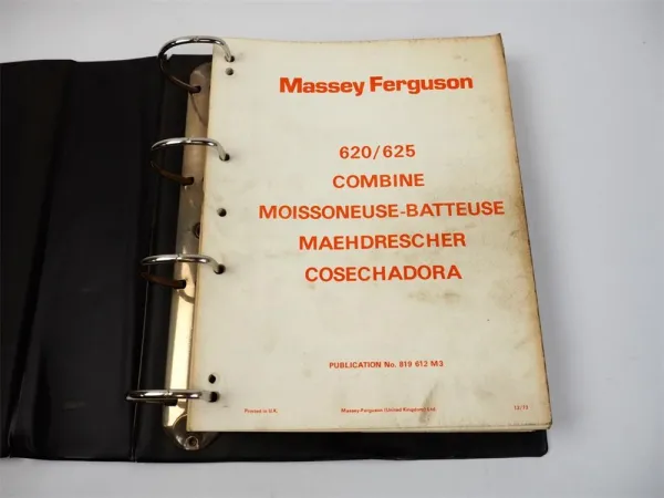 Massey Ferguson MF620 MF625 Mähdrescher Ersatzteilliste Parts List 1973