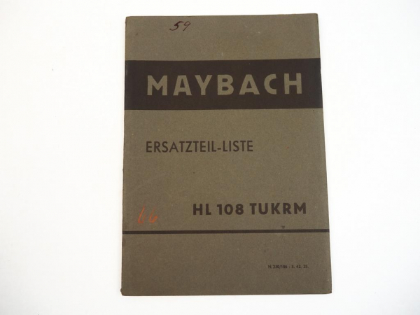 Maybach HL108TUKRM Motor im Sd.Kfz.9 Ersatzteilliste 1942 Wehrmacht Katalog