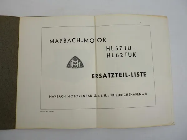 Maybach HL57TU HL62TUK Motor im Sd.Kfz.7 Ersatzteilliste 1940 Wehrmacht