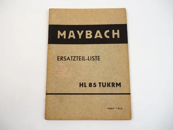Maybach HL85TUKRM Motor im Sd.Kfz.8 Ersatzteilliste 1942 Wehrmacht