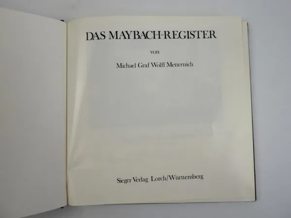 Maybach Register Michael Graf Wolff Metternich 1981