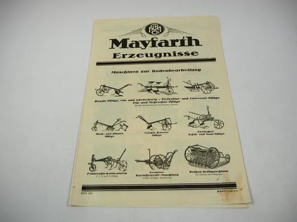 Mayfarth Maschinen zur Bodenbearbeitung Prospekt Landtechnik 1922 Frankfurt a M