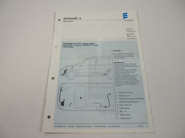 Mazda Demio Bj. 1999 Eberspächer Hydronic B5WS Einbau Heizgerät
