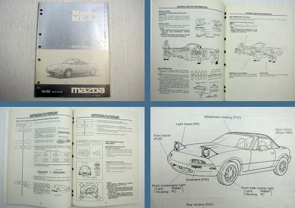 Mazda MX-5 NA Karosserie Body Shop Manual 1989 Werkstatthandbuch