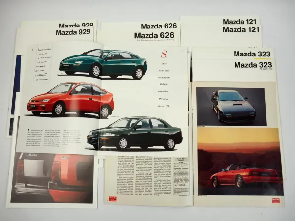 Mazda PKW Programm 121 323 626 929 17x Prospekt 1980/90er Jahre