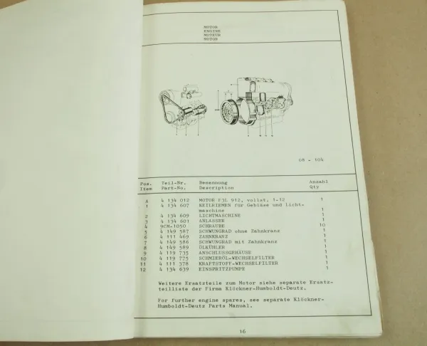 MBU Scheid DV60 Vibrationswalze Bedienungsanleitung Ersatzteilliste um 1980