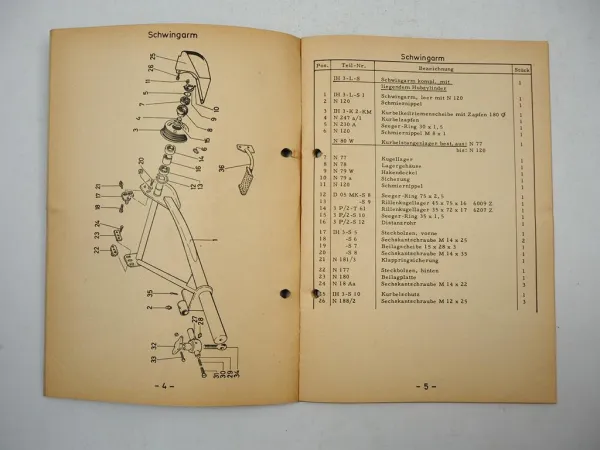 Mc Cormick 323 bis 633 Mörtl Seitenmähwerk IH3 L Ersatzteilliste 1976