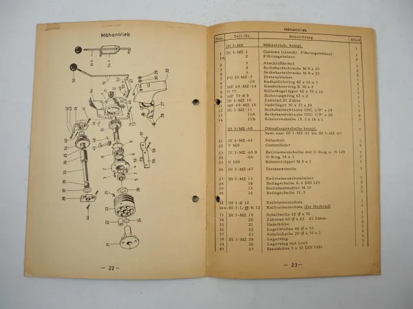 Mc Cormick 323 bis 633 Mörtl Seitenmähwerk IH3 L LH Ersatzteilliste 1977
