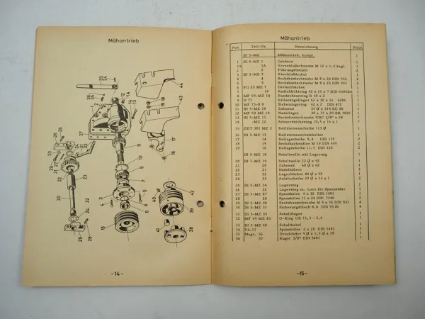 Mc Cormick 523 624 Mörtl Seitenmähwerk IH5 5/16 Y4D Ersatzteilliste 1971