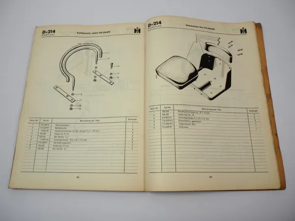 Mc Cormick D-214 Standard Dieselschlepper Ersatzteilliste 1958