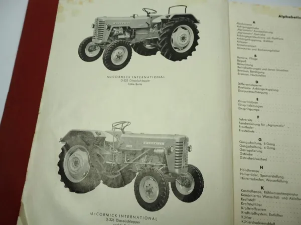 Mc Cormick D-322 D-326 Dieselschlepper Bedienungsanleitung Betriebsanleitung 62