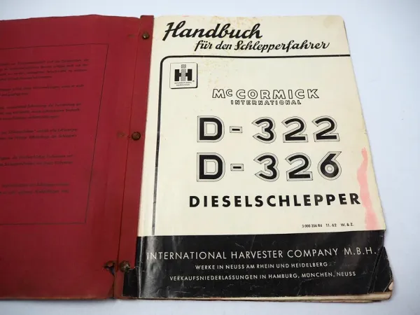 Mc Cormick D-322 D-326 Dieselschlepper Bedienungsanleitung Betriebsanleitung 62