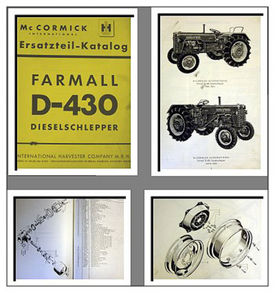 Mc Cormick D-430 Farmall Ersatzteilliste Teilekatalog 1956
